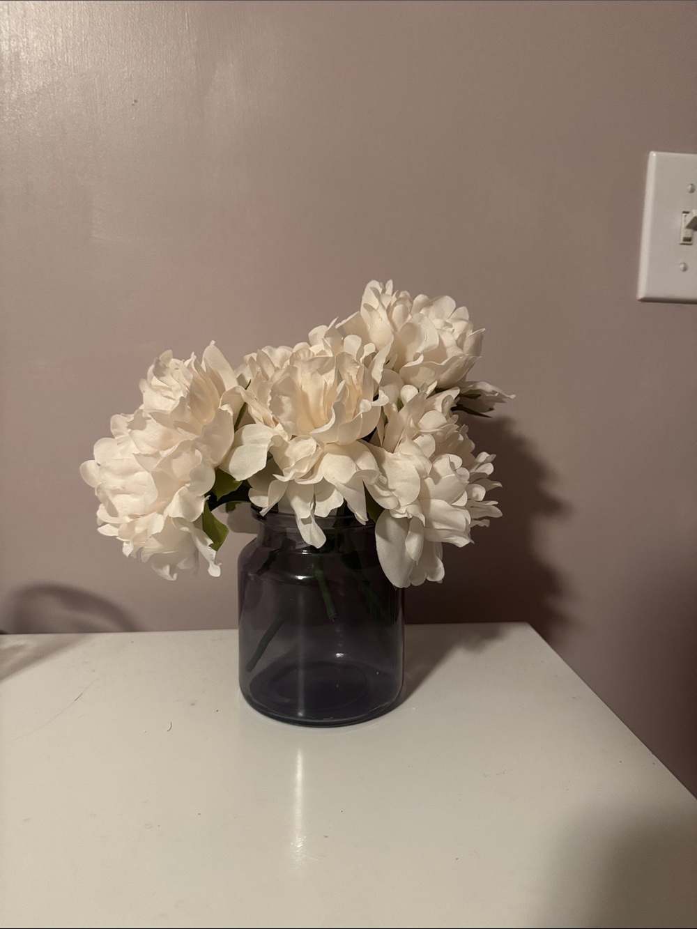 Unbranded Cream Peony Floral Arrangement in Glass Vase